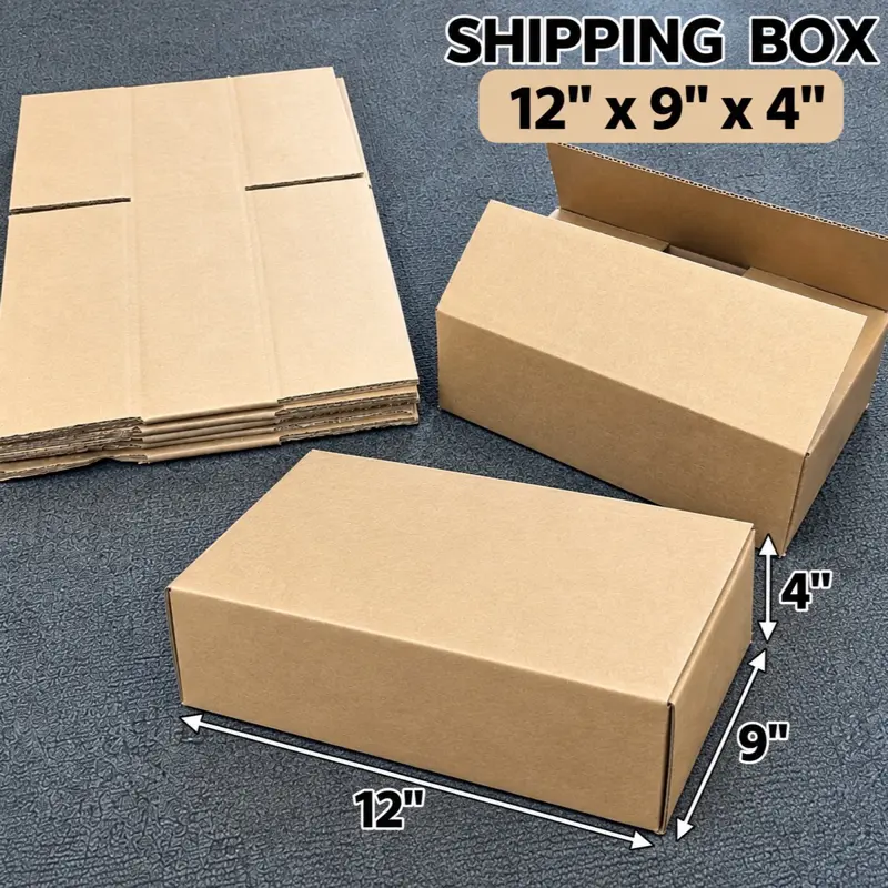 Kraft Corrugated Shipping Boxes, 12in x 9in x 4in Cardboard Packaging Boxes for Small Items Shipping
