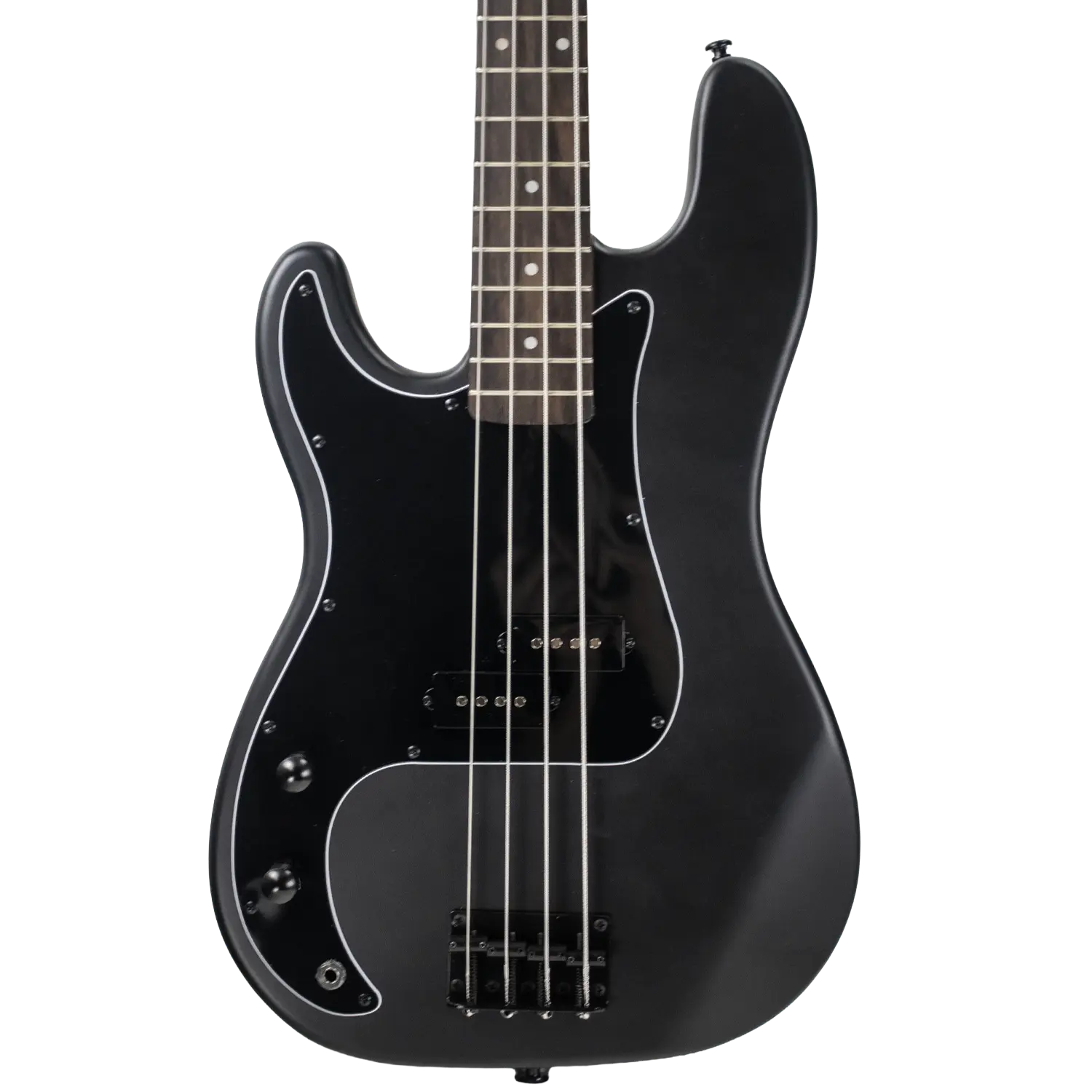 Sawtooth EP Series Left-Handed Alder Electric Bass Guitar, Satin Black w/ Black Pickguard