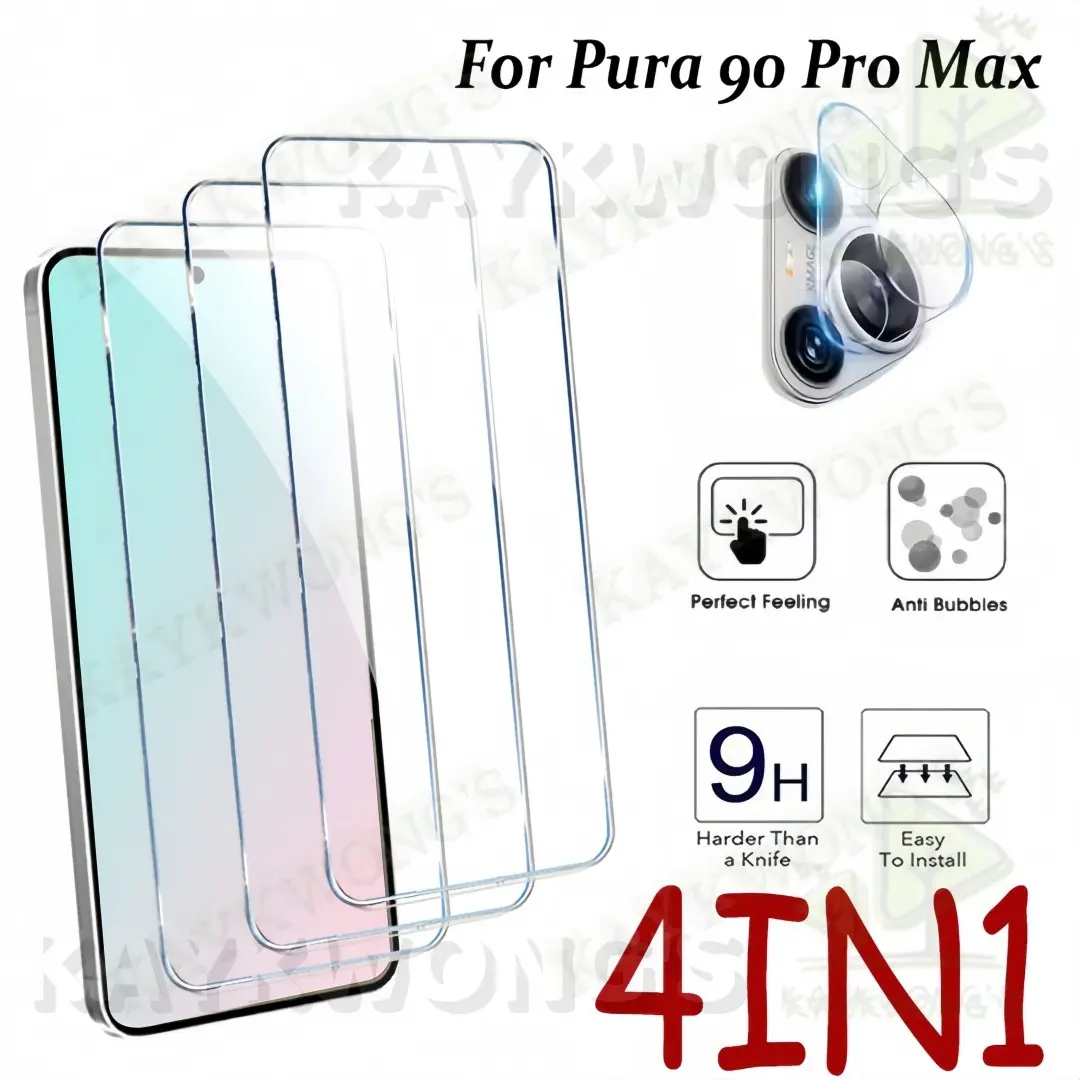 KAYKWONG'S For Huawei Pura 90 Pro Max， 3pcs HD Tempered Glass Film + 1 Camera Lens Protector, 9h Hardness, Scratch-Resistant, Bubble-Free, Easy Installation