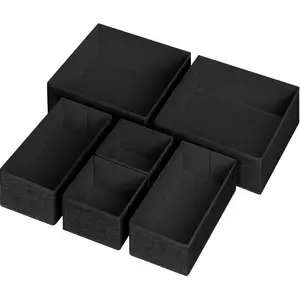 6 Pack Clothes Drawer Organizer Dividers, Fabric Foldable Closet Dresser Drawer Organizer for Clothing, Bra Sock Underwear Drawer Organizer for  Bedroom Organization (6 Bins, Black)