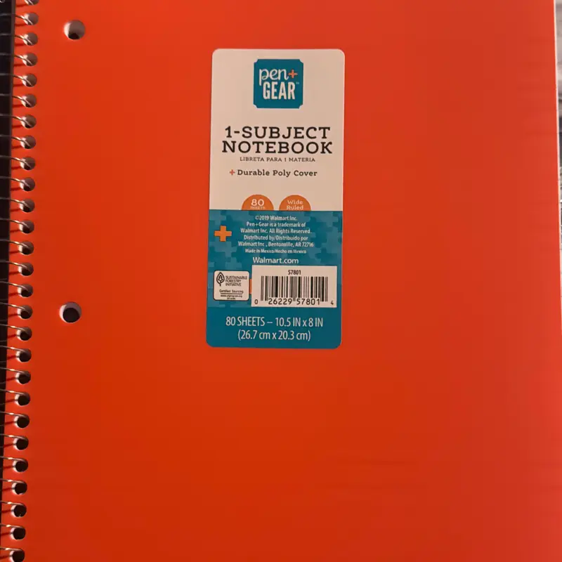 1-Subject Notebook 80 Sheets Orange Poly Cover 10.5 x 8 Inches Durable Material School Supplies