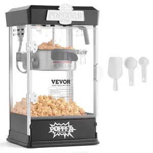VEVOR Popcorn Maker, 480W Popcorn Popper Machine, 4 Oz Kettle Makes 1.5 Gallon per Batch, Tabletop Popcorn Maker, Includes 3 Scoops, Movie Theater Style, Red