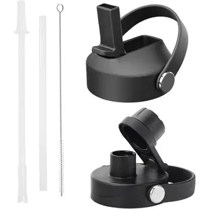 lid fit Hydroflask Wide Mouth Water Bottle, Cap for hydroflask Accessories 12 16 18 20 32 40 64 oz, Flexible Handle Replacement Spout Lids for Hydroflask Straws Top