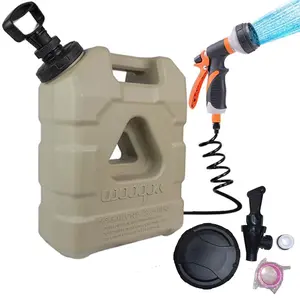 Multifunctional Water Tank with Faucet and Shower, Manual Spraying, Plastic Material, 21L Capacity, Ideal for Outdoor Camping