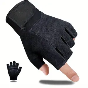 Breathable Half-Finger Gym Gloves, Adjustable Wrist Strap Fitness Gloves, Non-Slip Palm Protection Gloves for Weightlifting, Cycling and Daily Exercise, Workout Accessories