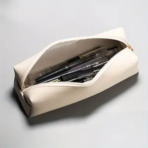 2pcs Leather Pen Case, PU Leather Pen Case, Pencil Pen Case, Makeup Pen Case, PU Leather Pen Case, Office Stationery Supplies