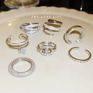 SheLuxeLife | Chic and Elegant Korean Stone Ring – Open Design, Flexible Fit