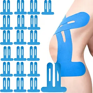 Precut Kinesiology Tape for Knees, 20 Pcs - Knee Support & Stability, Knee Pain Relief Athletic Tape - Waterproof & Elastic, Breathable Hypoallergenic Latex-Free Tape, Blue