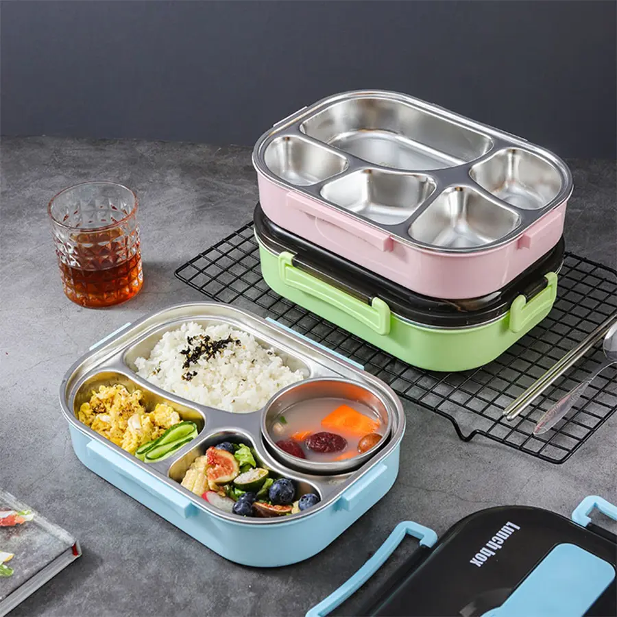 1pc 304 stainless steel lunch box with compartments for insulation, adult and office workers, bento box, portable sealed leakproof lunch box, lunch box with tableware, lunch box with lid, Insulated thermal bento box, Leakproof Insulated Lunchbox