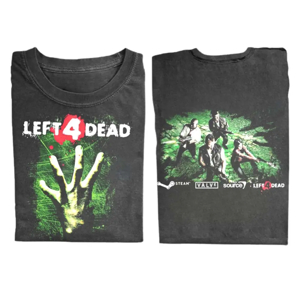 The Retro Y2K Zombie Shooter Shirt, Left 4 Dead Valve Shirt, Horror Video Game Shirt, Gift for Men, Gift for Women, Crew Neck T-shirt, Trending T-shirt