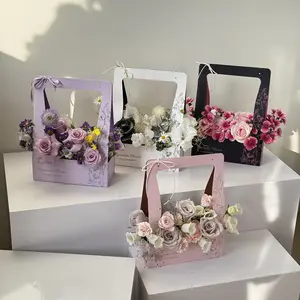 Gift for Her/Him [Pack of 5] Mother'S Day Handheld Flower Box, Valentine'S Day Flower Gift Box, Floral Packaging Gift Box, Christmas Flower Arrangement Basket, Party Supplies Paper Flower Box, Suitable for Various Holidays