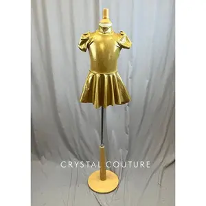 *Brand New* Metallic Gold Mock Neck Cap Sleeve Dress