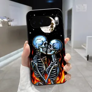 Rounded Edge Phone Case for Google Pixel 10 9 XL 8 7 Pro A Eternal Love Embrace Pattern Pocket-Friendly Shockproof Liquid Silicone Protective Soft Smartphone Casing