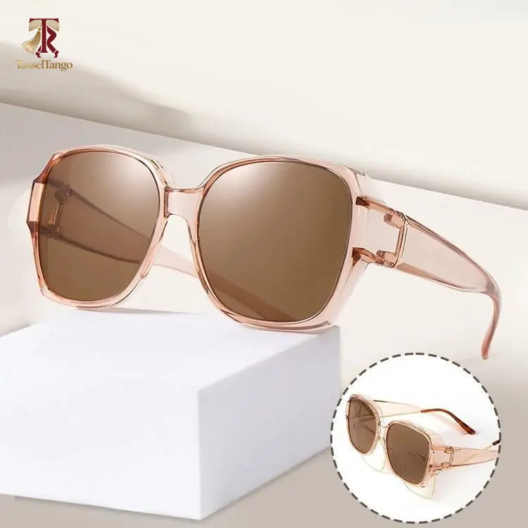 Fashion Round Polarized Sunglasses, Cover Over Myopia Prescription Glasses, Portable Vintage Eyewear for Men & Women, Perfect for Fishing & Driving