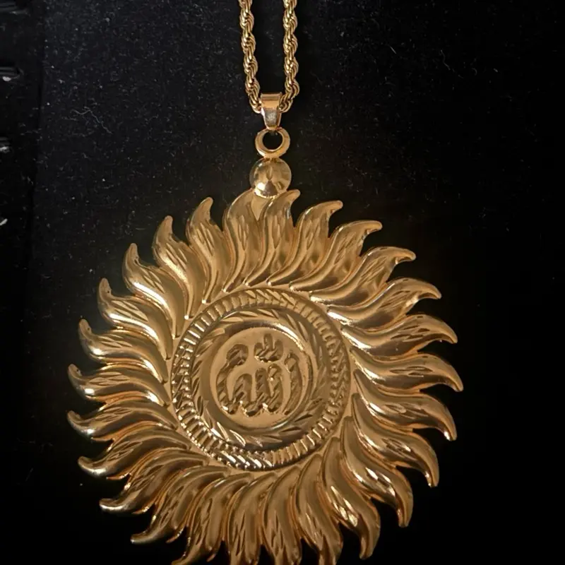 24k gold plated long necklace  with big size Muslim pendant  daily wear