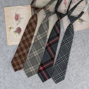 Lazy JK Ties Women Plaid Neck Tie Girls Japanese Style for White Shirts Uniform Cute Necktie Plaid School Boys Ties Accessories