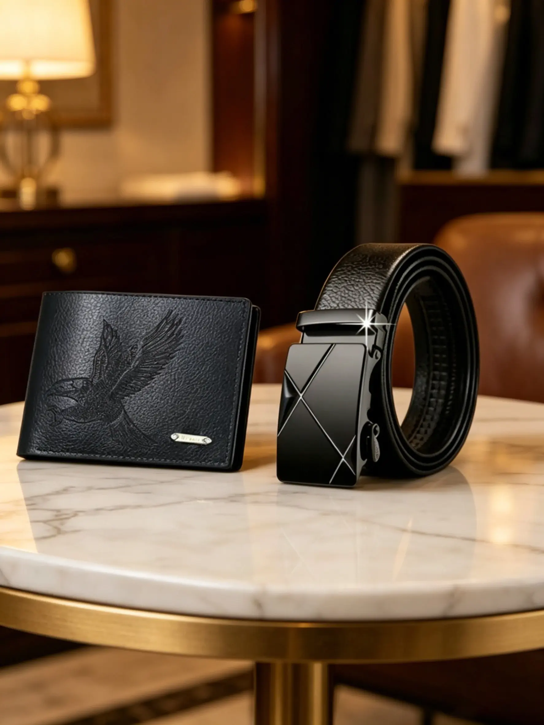 Men's Fashion Belt Set with Wallet, Classic Style, Perfect Gift for Valentine's Day, Father's Day, Christmas, Birthday, Casual Business Belt, Men Accessories, Pu Leather Belt