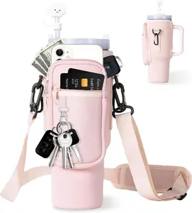 Water Bottle Bag with Adjustable Shoulder Strap, Tumbler Cup Accessories, 40oz Tumbler Carrier Bag, Water Bottle Carrying Bag with Phone Pouch, Cute Girly Accessories (Mug Not Included) stanleycupaccessorysand Drinkware Lightweight