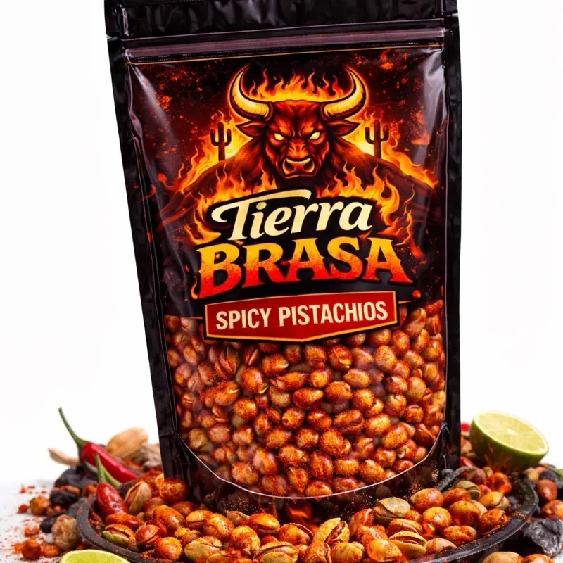 Tierra Brasa Plant Based Fuego Extremo Spicy Pistachios - Bold Flavor Snack