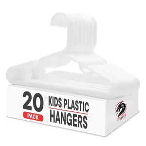 DRAGON Kids Hangers Pack of 20 - Non-Slip Clothes Hangers, Baby Hangers, White, Ultra-Thin