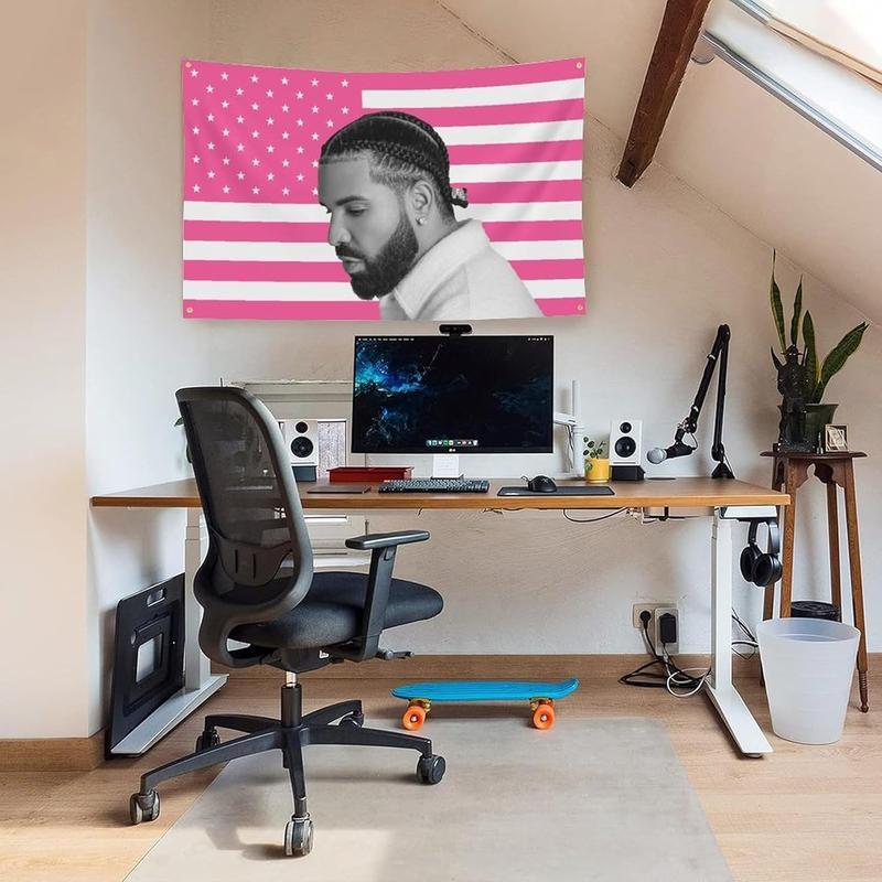 Rapper Drake Pink America Flag  Funny Tapestry For Decorate Clubs Concerts Bars University Dormitories Living Rooms Bedrooms,with   Brass Grommets for Easy Hanging Decoration Gift