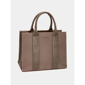 David Jones Canvas Tote Handbag, Carry-All Dual-Handled Medium Multipurpose Women's Handbag with Contrast Leather Handles, Carry-All Women's Handbags, Dual-Handled Women's Handbags