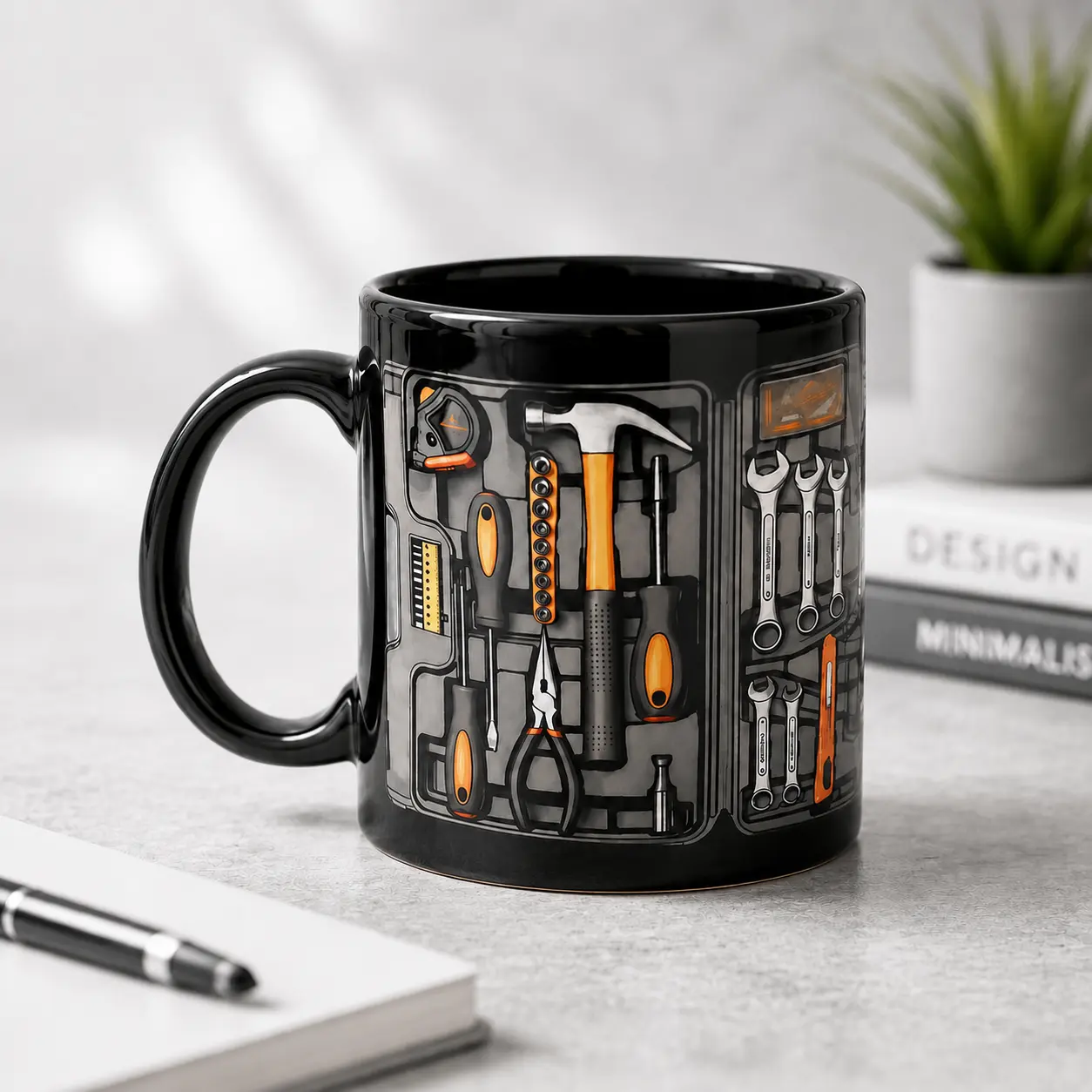 Creativity Funny Coffee Mug - Mechanic Toolbox Set pattern, 11oz Mug for Auto Mechanics, Unique Gifts for Birthdays, Holidays, Christmas, Perfect Coffee Cup Ceramic mug Drinkware Washable Reusable Reuse