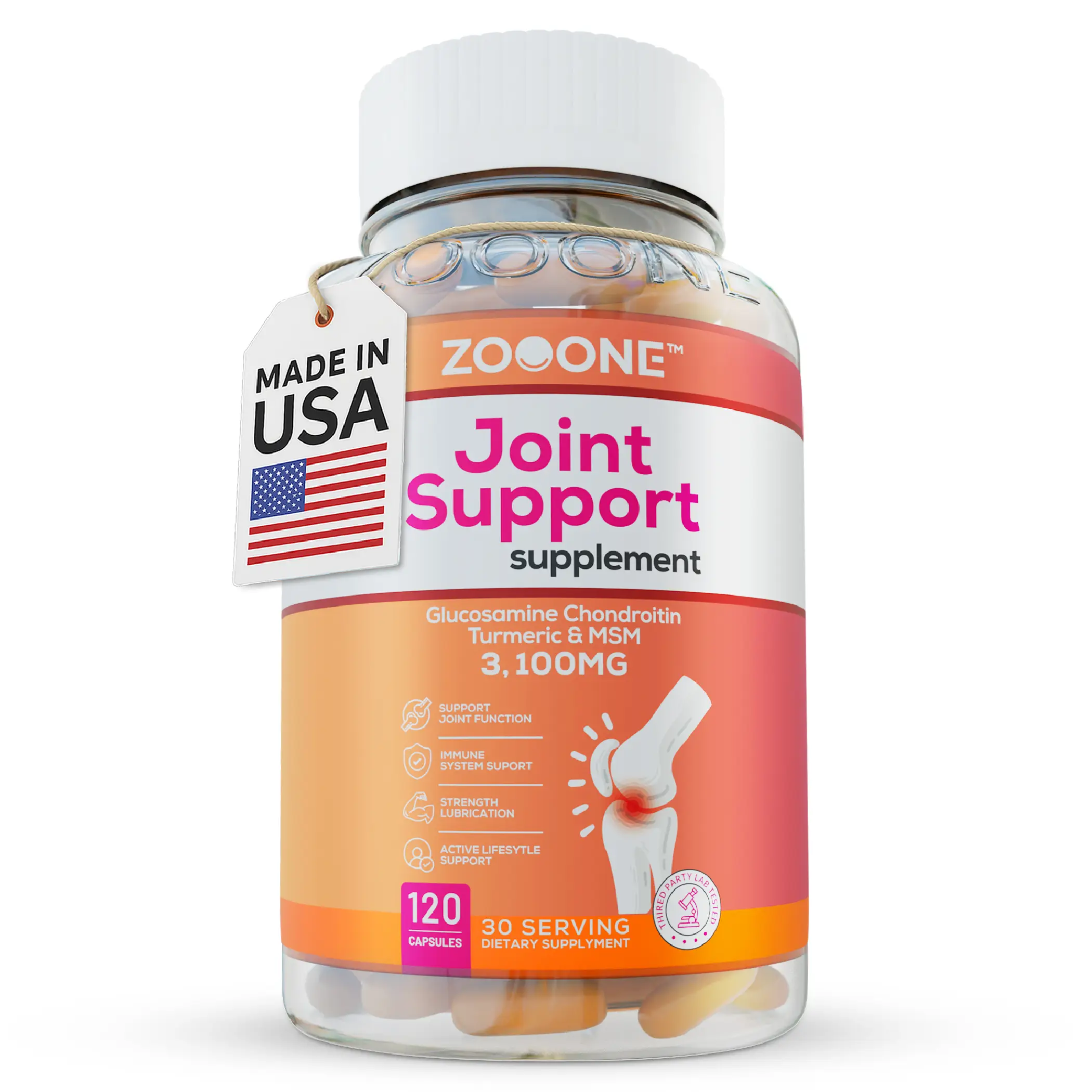 ZOOONE 3100mg Glucosamine Chondroitin Turmeric&Msm - Joint Support Supplement for Relief 120 Tablets for Bones, Back, Knees, Hands (120 Tablets)