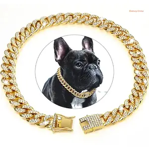 Chewy Crew Pamper Your Pet in Style Luxury Cuban Link Collar with Sparkling Crystals Adjustable Bling-Bling Necklace for Dogs & Cats The Pawfect Fashion Statement