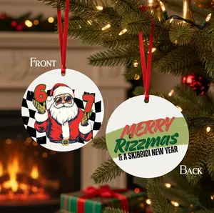 Merry Rizzmas Funny Ceramic Ornament - Hilarious ornament for teens - High quality printed on both sides