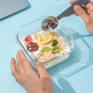 8 count Square Glass Containers With Lids, Glass Square Meal Prep Containers Set, 2 Cup Clear Small  Containers For Soup Snack fruit, Microwave, Dishwasher, Freezer Safe - (4 color)