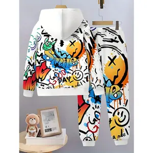 Boys' fashionable 3D printed casual pullover, and autumn long sleeved sportswear, boys' outdoor set, Perfect Outdoor