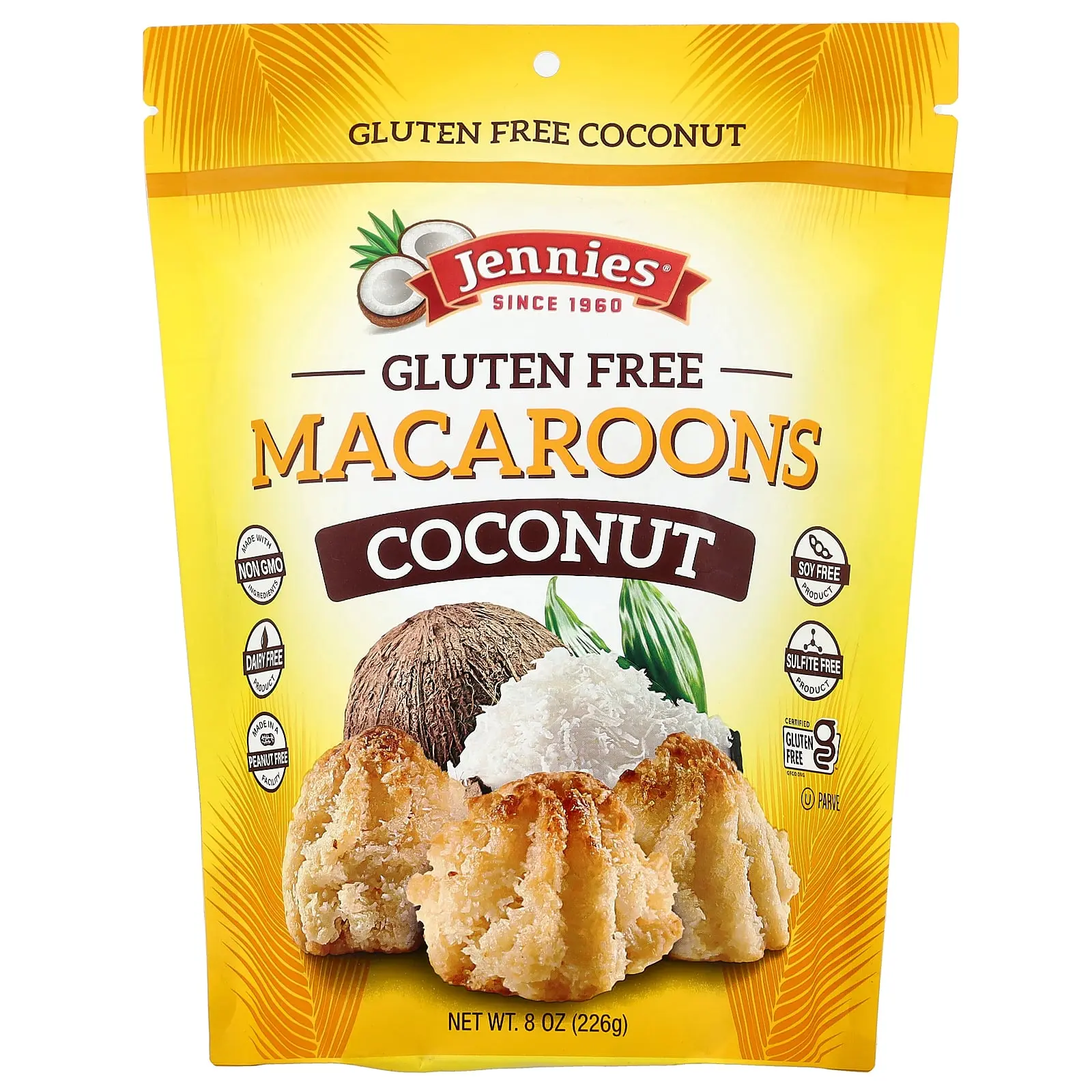 Jennies Macaroons Gluten Free Macaroons, Coconut, 8 oz (226 g) Jennies Macaroons Gluten Free Macaroons, Coconut, 8 oz (226 g)