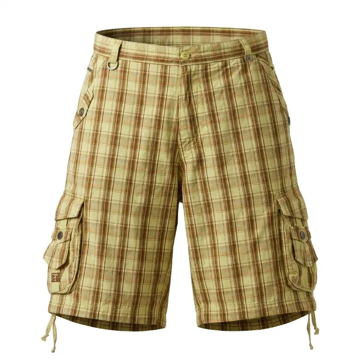 Five Four Yellow Plaid Cargo Shorts