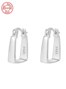 925 Sterling Silver Square Shaped Earrings, Square Stud Earrings, Fashionable Earrings for Women & Girls, Trendy All-match & Exquisite Jewelry for Birthday Gift, Studs Earrings