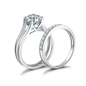 925 Sterling Silver Cz Solitaire Wedding Band Engagement Rings Set Size 3-12 Ss62