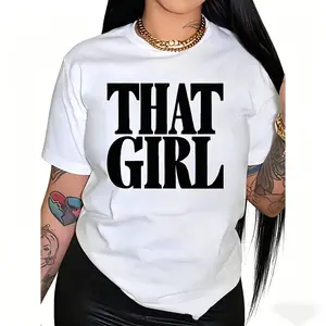 Unisex "THAT GIRL" T-Shirt Bold Black Text Design Minimalist Confident Girl Graphic Tee Casual Crew Neck Top Edgy Streetwear For Boss Babes