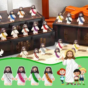 30 Pcs Mini Jesus Figures Original Design Decor Easter Egg Stuffers - Cute Jesus Ornaments Toys to Hide and Seek Tradition Religious Party Favors Sunday School Baptism Gifts Celebrate Random Colors Halloween
