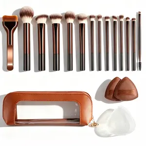 14pcs Professional Makeup Brush Set with Bag, Cosmetic Brush Set, Metal Frame, Eyeshadow, Blush, Foundation Brushes, Ideal for Women & Girls, Brush Kit