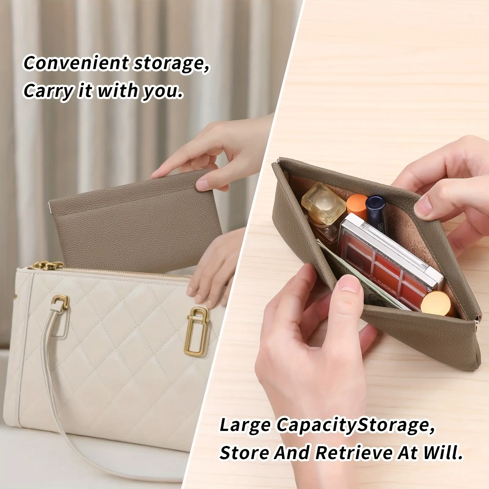 Women's Business Minimalist Self-Closing Long Wallet with Zipper Closure - Wallet Card Holder, Compact Travel Organizer for Cash, Passport, Headphones, Cables, Durable Everyday Cosmetic Pouch