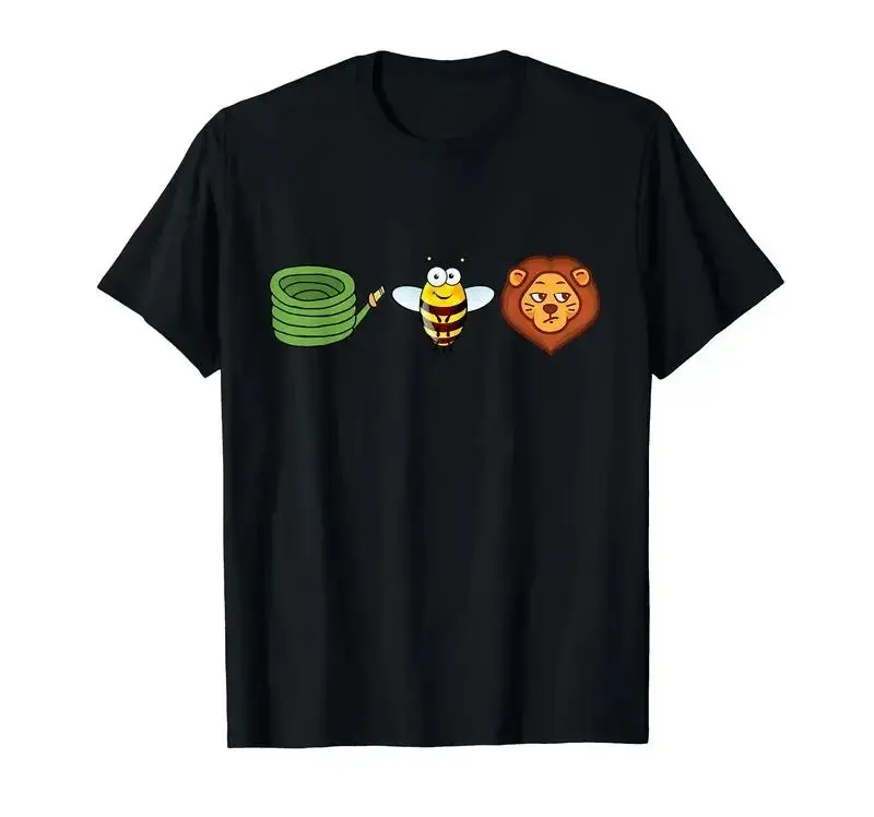 Hose Bee Lion Graphic T-Shirt – Funny Wordplay Animal Pun Mens Cotton Short Sleeve Tee