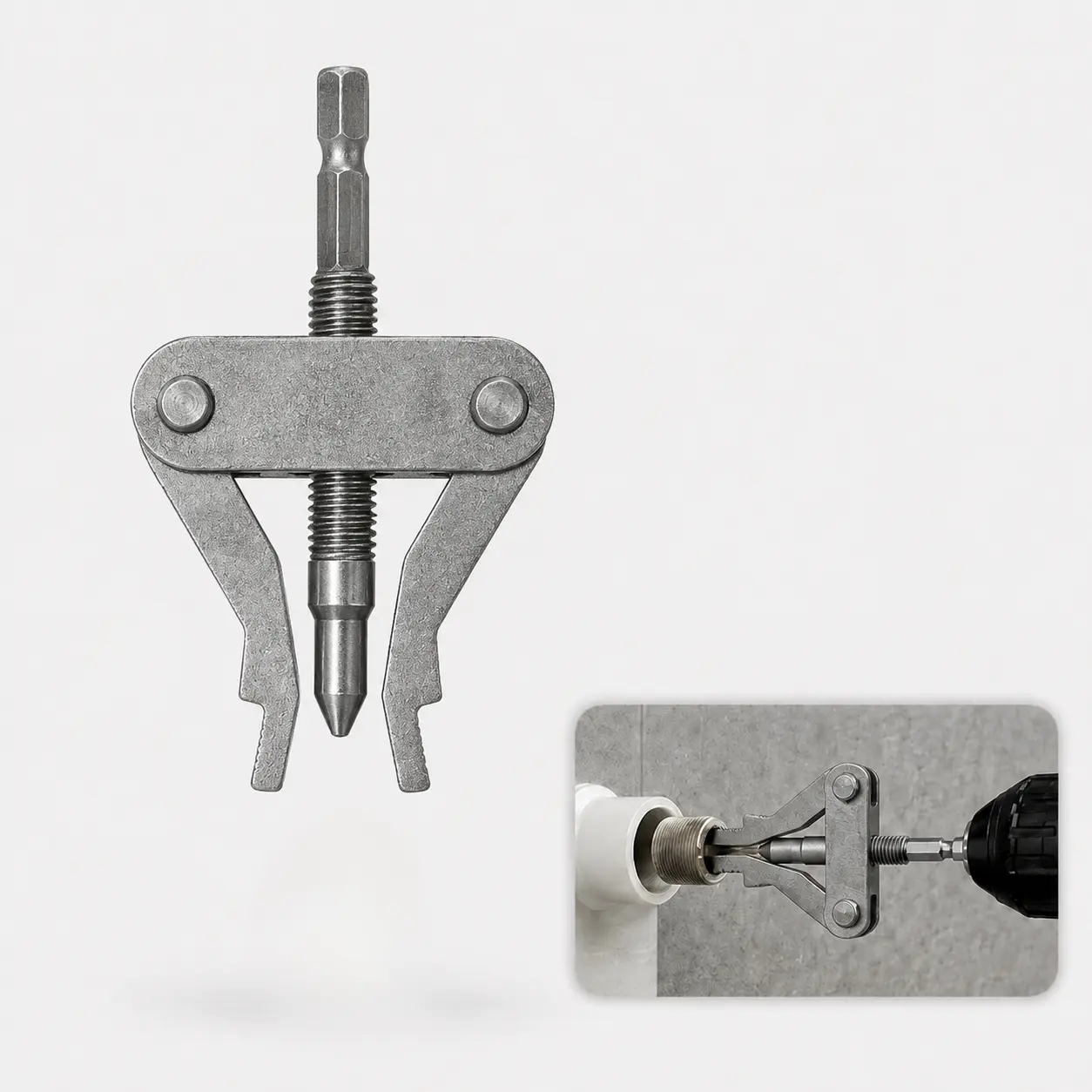 Universal Broken Pipe Extractor Tool (for 1/2", 3/4", 1" Pipes) - Drill-Powered Thread Remover for Faucet & Valve Repair