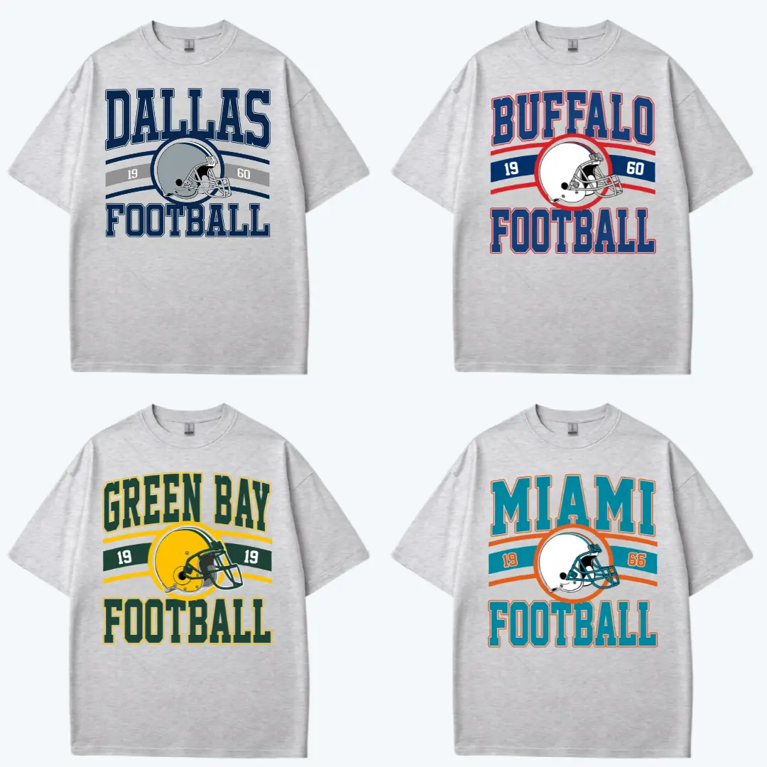 Vintage Team Football Ash Grey T-Shirt, Retro Helmet Game Day Tee, Classic Varsity Sunday Tailgate Shirt, 32 City Inspired Designs, All Team Football Shirt, Football Fan Gift for Men and Women