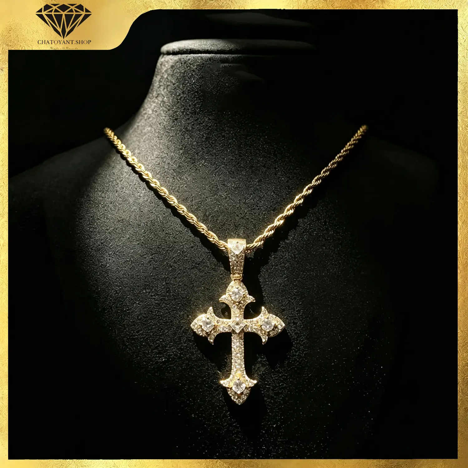 Iced Out White Gold Plated Cubic Zirconia Cross Pendant Necklace With Rope Chain, Trendy Hip Hop Cross Faith Pendant Jesus Necklace For Men Women Crossnecklace