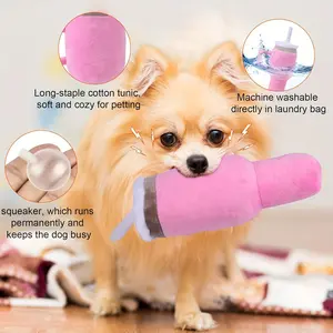 1pc Fluffy Dog Tumbler Chew Toy - Highly Durable, Fun Squeaky & Interactive, Teeth Cleaning Cup with Handle - Perfect Gift for Small, Medium & Large Dogs