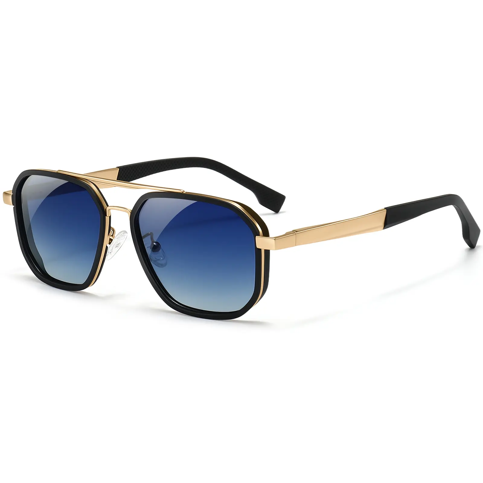 SUNGAIT Polarized Square Aviator Sunglasses for Men Women, Geometric Double Beam Metal Frame with UV400 Shield for Driving, Square Frame Sunglasses, Casual Sunglasses