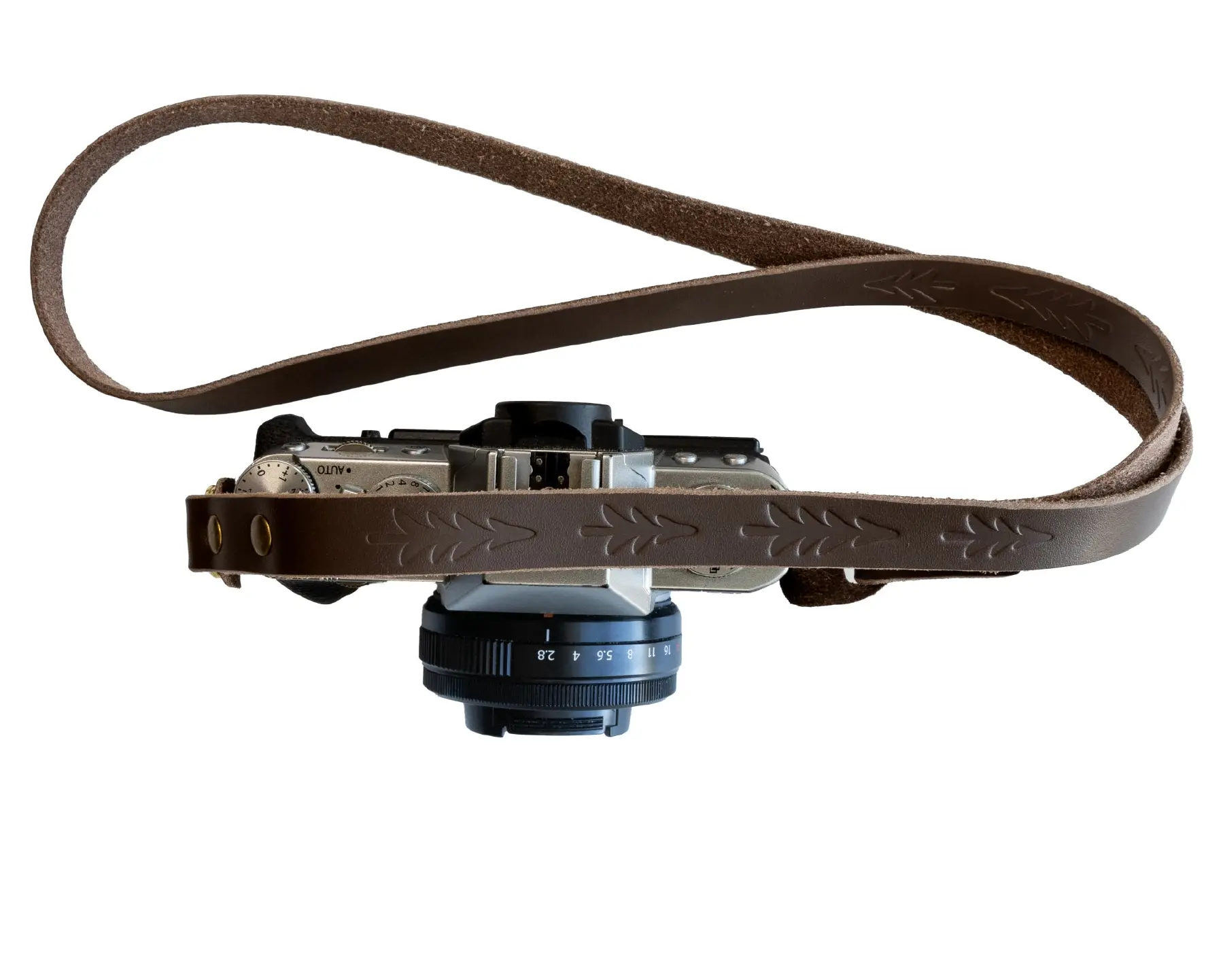 The Wildwood - Slim Tree Stamped Genuine Leather Camera Strap
