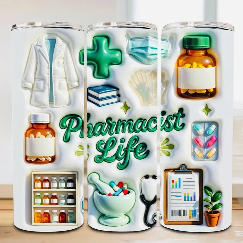 Pharmacist 3D 20 oz Tumbler - BPA Free, stainless steel, Leak proof, durable, with clear lid