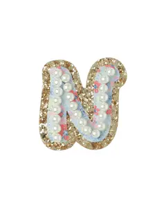 Glitter Floral Pearl Letter Patch