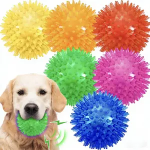 Dog Toys Ball,6 Pack Squeaky Dog Toys, Durable Dog Toys For Aggressive Chewers, Spiky Dog Ball For Clean Teeth And Training, Fetch Toys For Large Dogs, Puppy Chew Toys For Teething